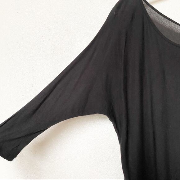 Vince Wide Scoop Neck Cropped Sleeve Black Top Size XS - Picture 7 of 8